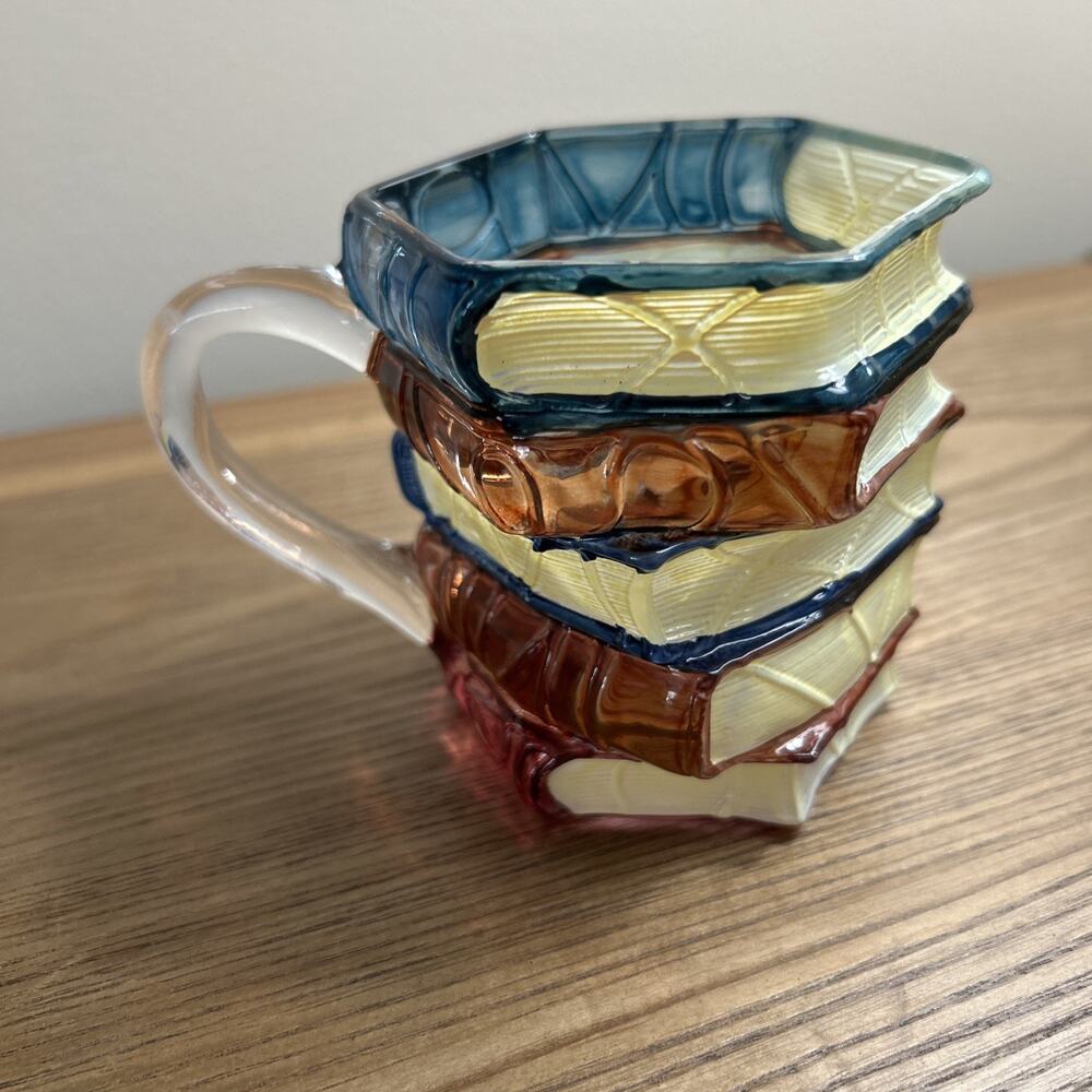 Library Book Glass Mug Coffee Cup with Handle Tea Cup Multicolored